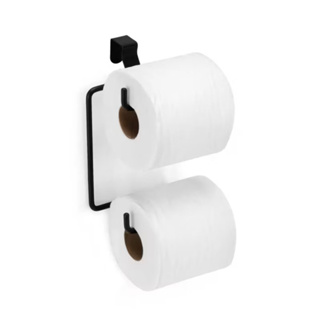Suporte Porta Papel Higiênico Preto Duplo Acoplada Aço Preto Promoção em Oferta na Shopee