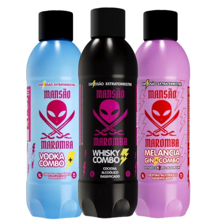 Kit com 3 Energético Bebida Mansão Maromba Enérgetico 3 Unidades 1 Litro Kit com 3 Energético Bebida Mansão Maromba Enérgetico 3 Unidades 1 Litro