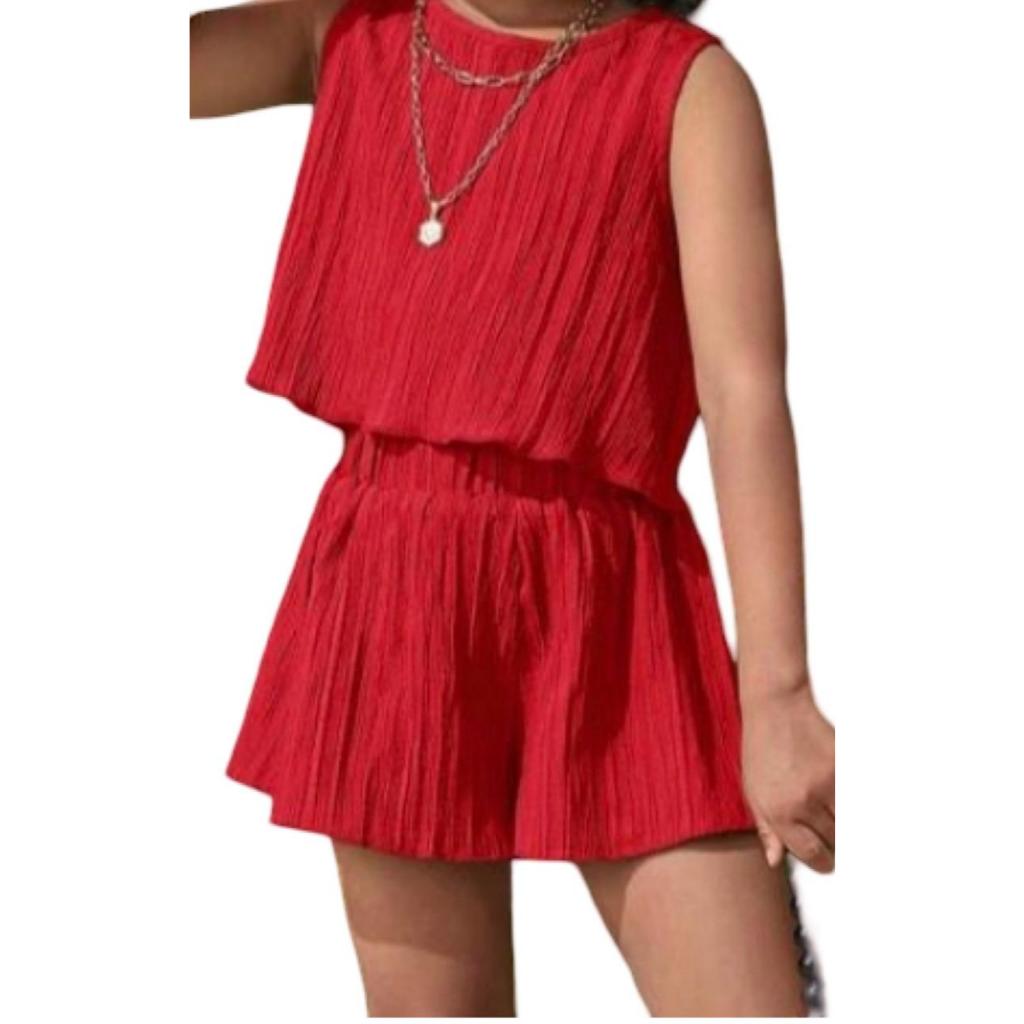 Conjunto Infantil Feminino Verão Blusa Regata e Short Musselina Premium - Tamanho 4 ao 12