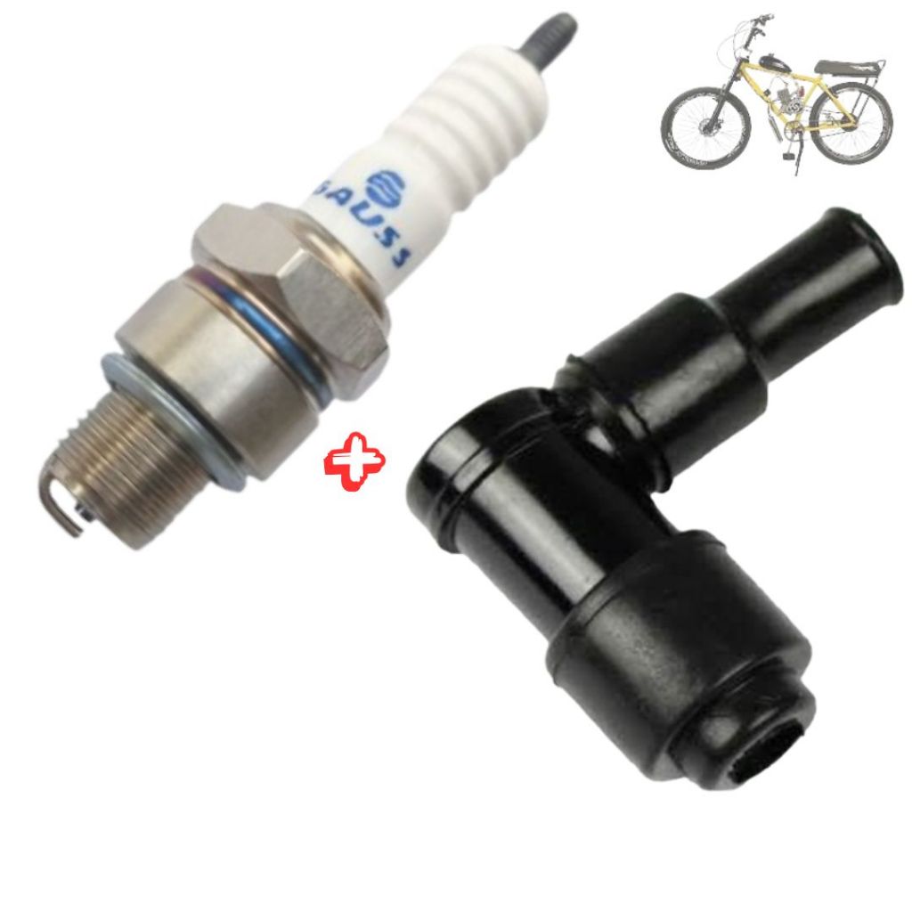 Vela Ignição Bicicleta Bike Motorizada Mobilete + Cachimbo de Vela Motor Moskito 2t tempos 80cc