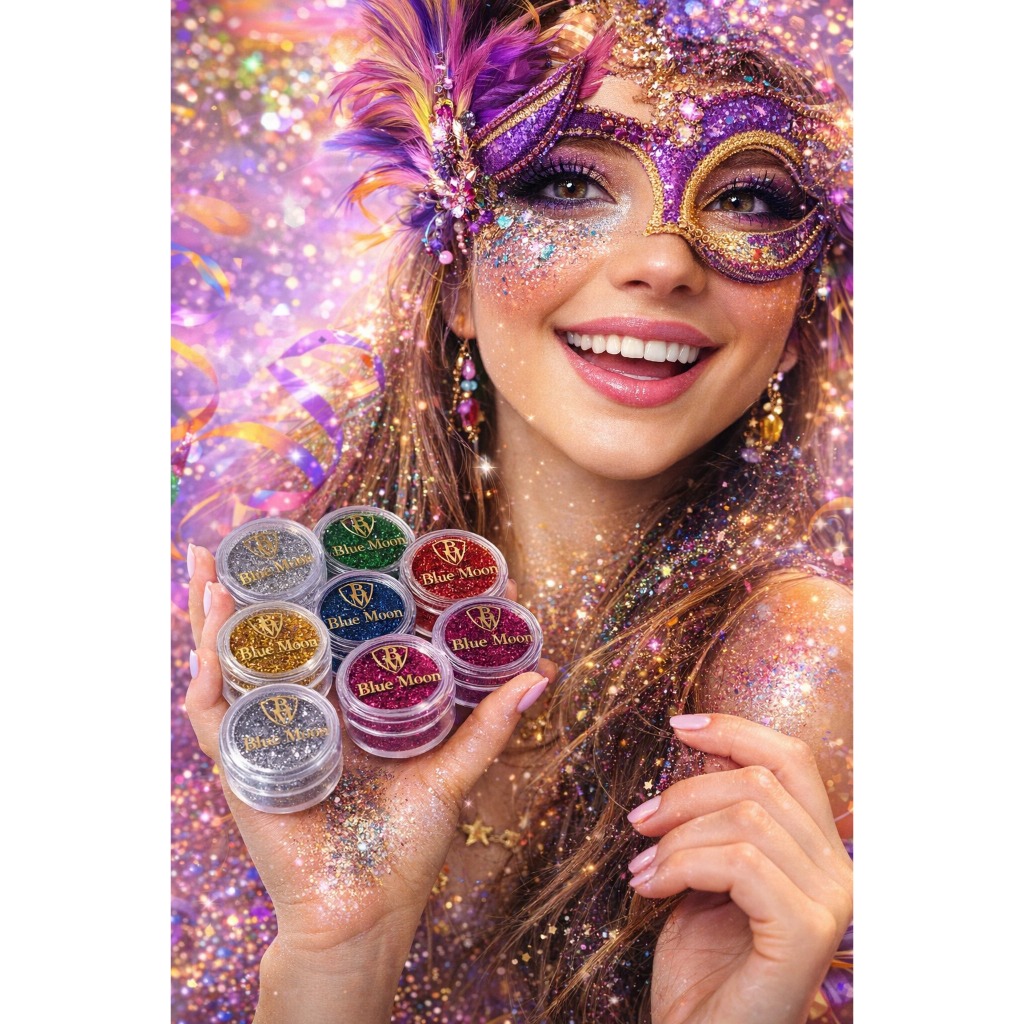Glitter Blue Moon Cores Sortidas | Glitter Fino para Unhas, Nail Art, Artesanato, Maquiagem para Carnaval
