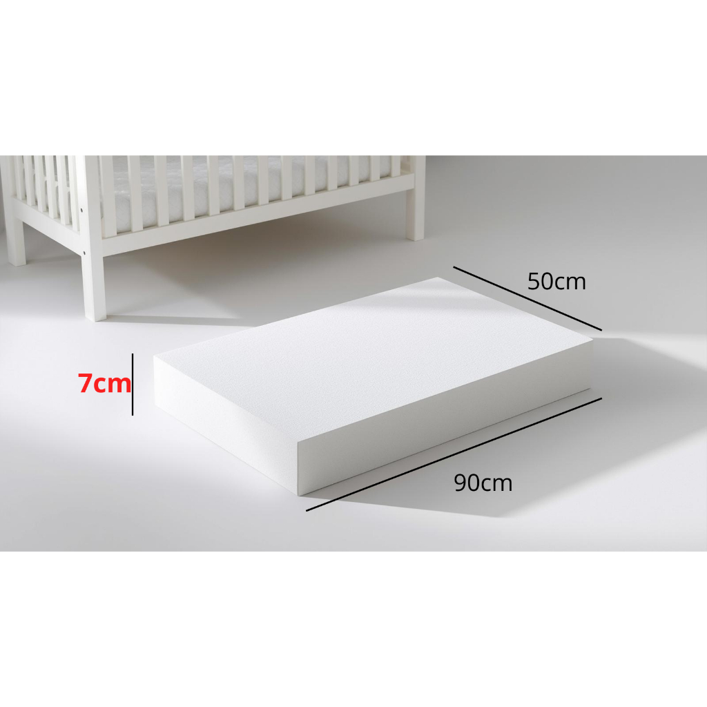 Espuma D18 Sob Medida 90cm X 50cm X 7cm Colchão de Bebê Recém Nascido ou Chiqueirinho infantil.
