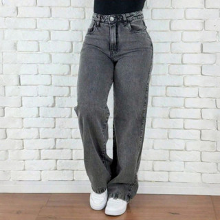 Calça Jeans Feminina Wide Leg Premium Cintura Alta Levanta Bumbum