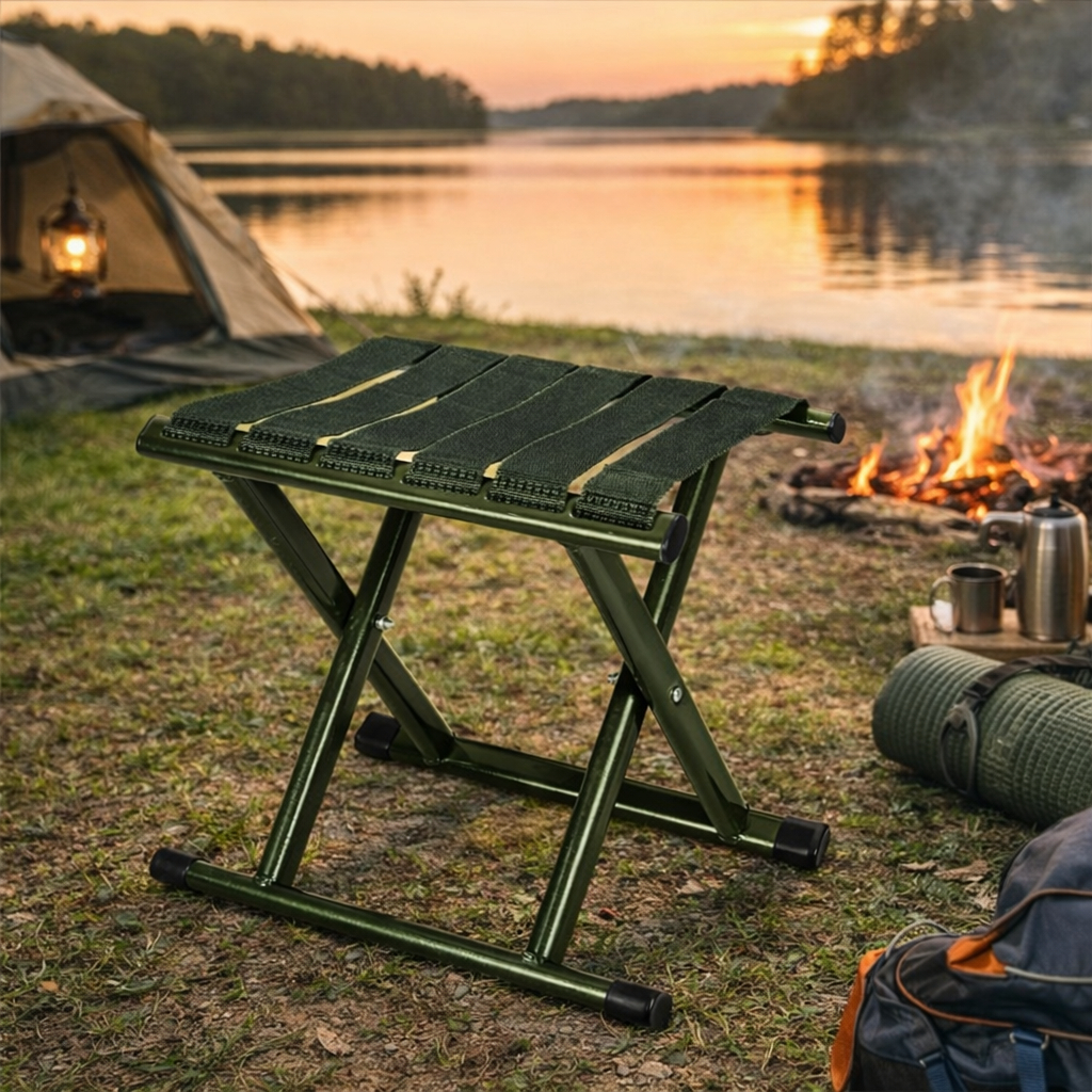 Banqueta Dobrável para Camping, Pesca e Praia | Compacta, Resistente e Portátil Suporta Até 150kg