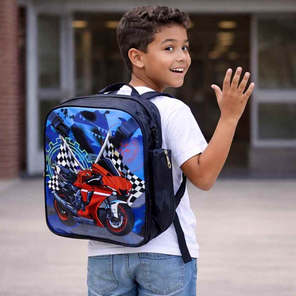 Kit Mochila Escolar Estojo Carros Hot Wheels De Meninos Bolsa