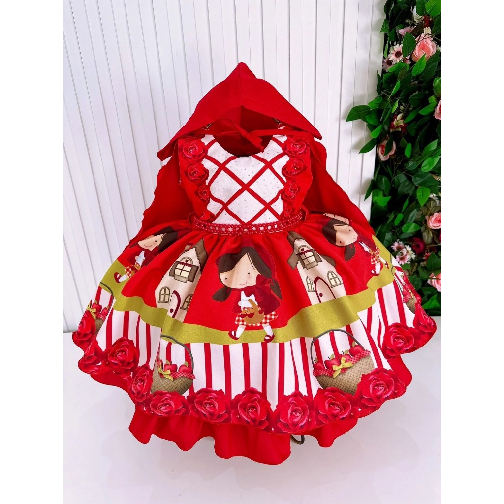 Vestido Princesa Infantil Chapeuzinho Vermelho Luxo
