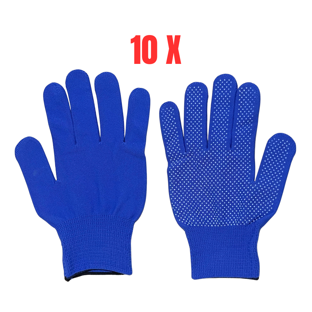 Kit 10 Luva Tatil Multitato Luva Microfibras Azul Pedreiro Marceneiro Eletricista Obras