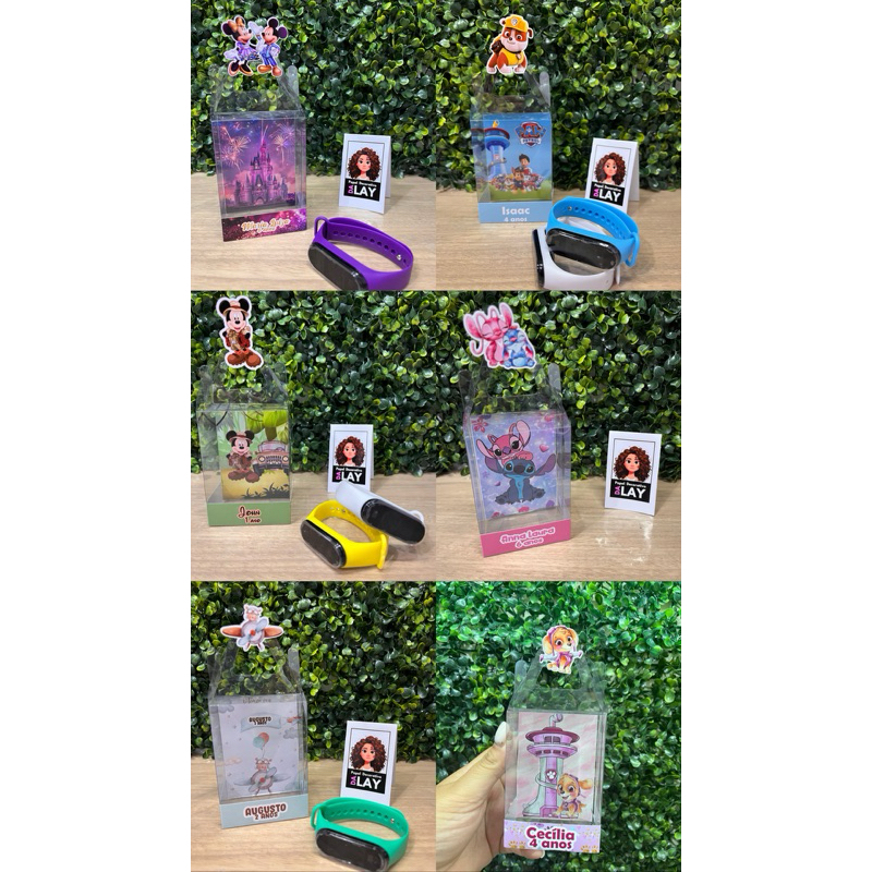 Lembrancinha Festa Infantil Sem Relógio LED – Caixa de Acetato Personalizada – Qualquer Tema