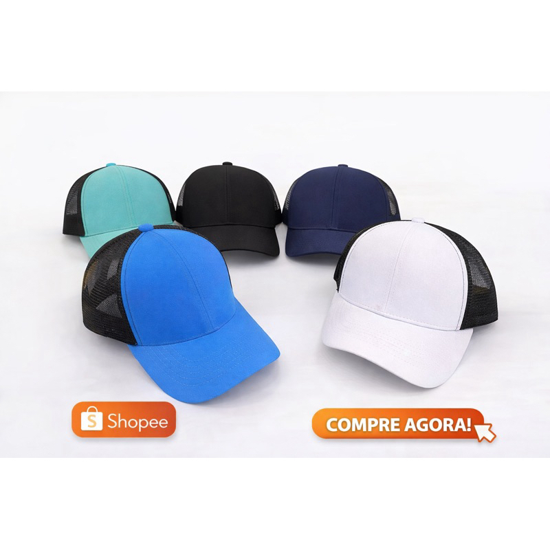 kit boné baseball com tela SORTIDOS Entretela de memória Cores sortidas 5 peças