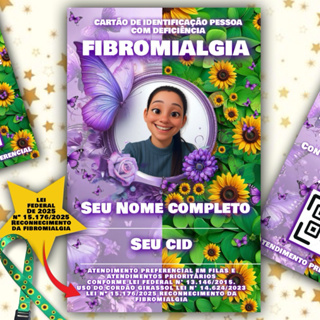 kit Cordão Girassol + Crachá FIBROMIALGIA + Qr Code Com Seu Laudo Médico em Oferta na Shopee