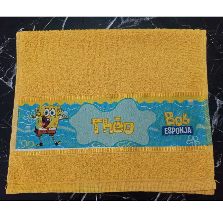 Toalhinha de Mão Bob Esponja Personalizada COM NOME [est. menino] Toalha Lavabo Infantil ZLprint em Oferta na Shopee