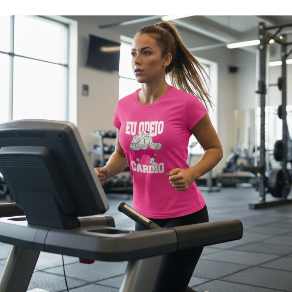 CAMISETA FEMININO CONFORTÁVEL TREINOS EU ODEIO CARDIO ACADEMIA FITNESS CORRIDA ESPORTES LAZER FESTAS