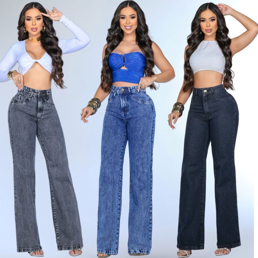 Calça Jeans Wide Leg Elegante Alta Costura para Estilo e Conforto Design Wide Leg e Alta Costura Ajuste Confortável e So em Oferta na Shopee