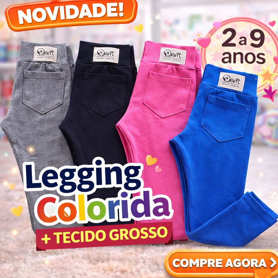 Calça Legging algodão menina Infantil juvenil 04 ao 16 cotton mais grossinho roupa escolar e passeio em Oferta na Shopee