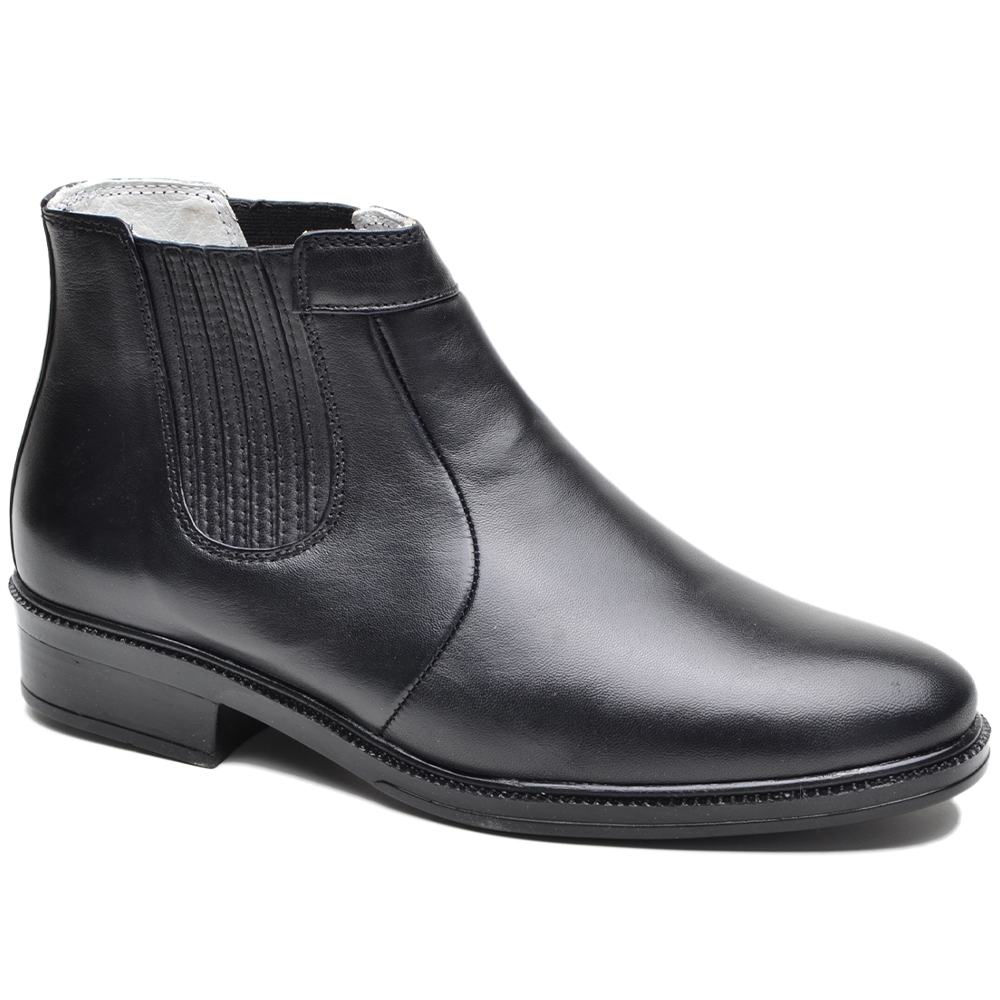 Botina Social Casual Urbana Couro Mestiço Legitimo Preta