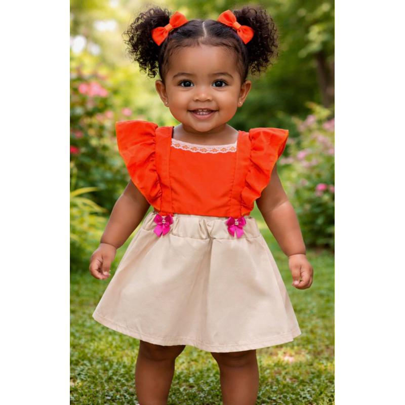 Romper Moana Jardineira Ajustável Infantil Verão Temático MêsVersario