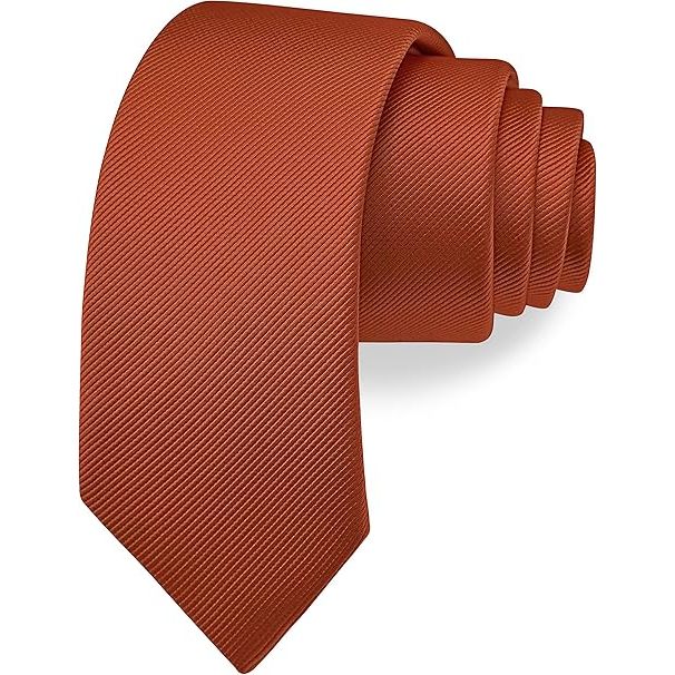 HISDERN Gravata Social Slim Tradicional Masculina Terracota Textura  Jacquard várias cores