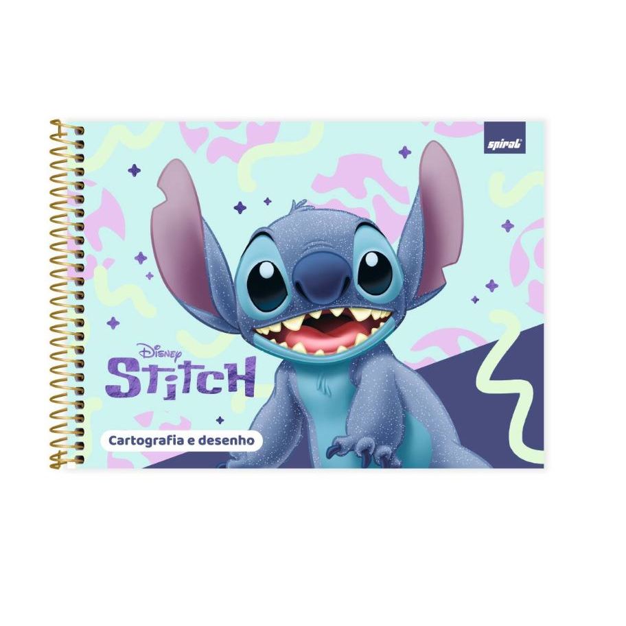 Caderno de cartografia e desenho, Capa Dura, 48 folhas, Stitch, 2026, Spiral Ds - PT 1 UN