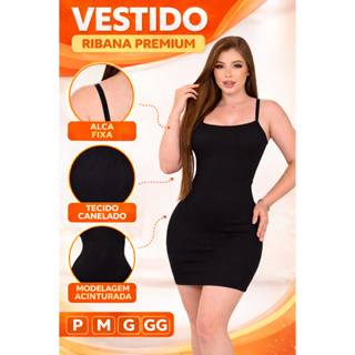 Vestido Feminino Curto Canelado Premium Alça Fina Justo Moda Verão em Oferta na Shopee
