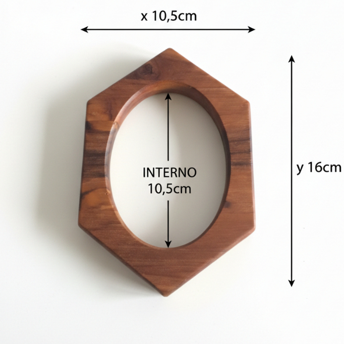 (62) hexágono Par de Alças Madeira Teca Losango Luxo - Design Geométrico Moderno Madeira de Reflorestamento Nobre
