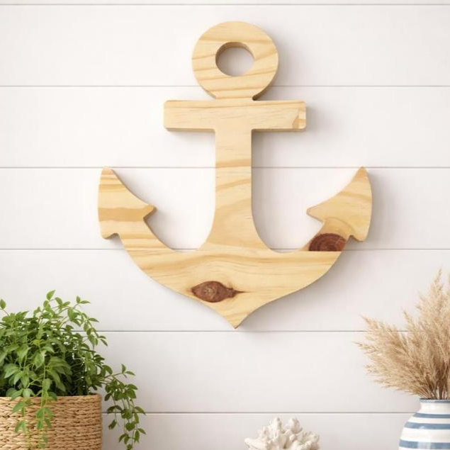 Âncora Decoração de Parede 28x24cm  - Decoração de Madeira - Decoração de Pinus - SEM VERNIZ
