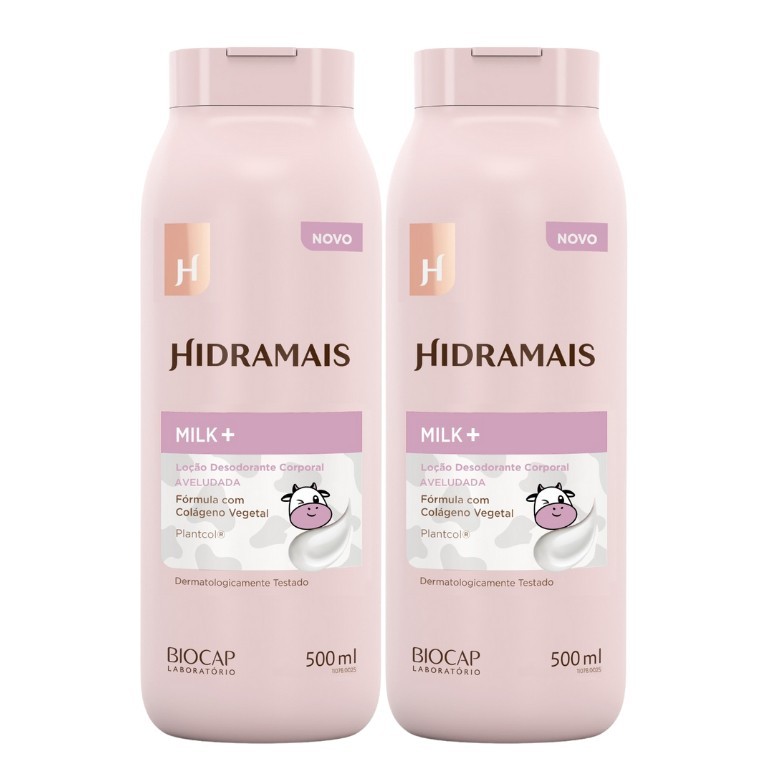 Kit 2 Creme Loção Hidratante Corporal Milk+ 500ml Hidramais em Oferta na Shopee