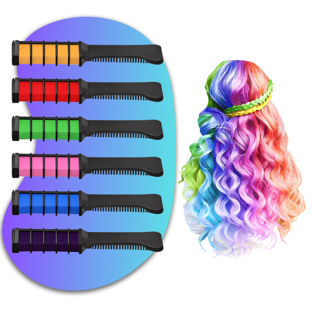 Kit 6 Pente Colorido Giz De Cabelo Com 06 Cores Temporárias Para Festas e Carnaval em Oferta na Shopee
