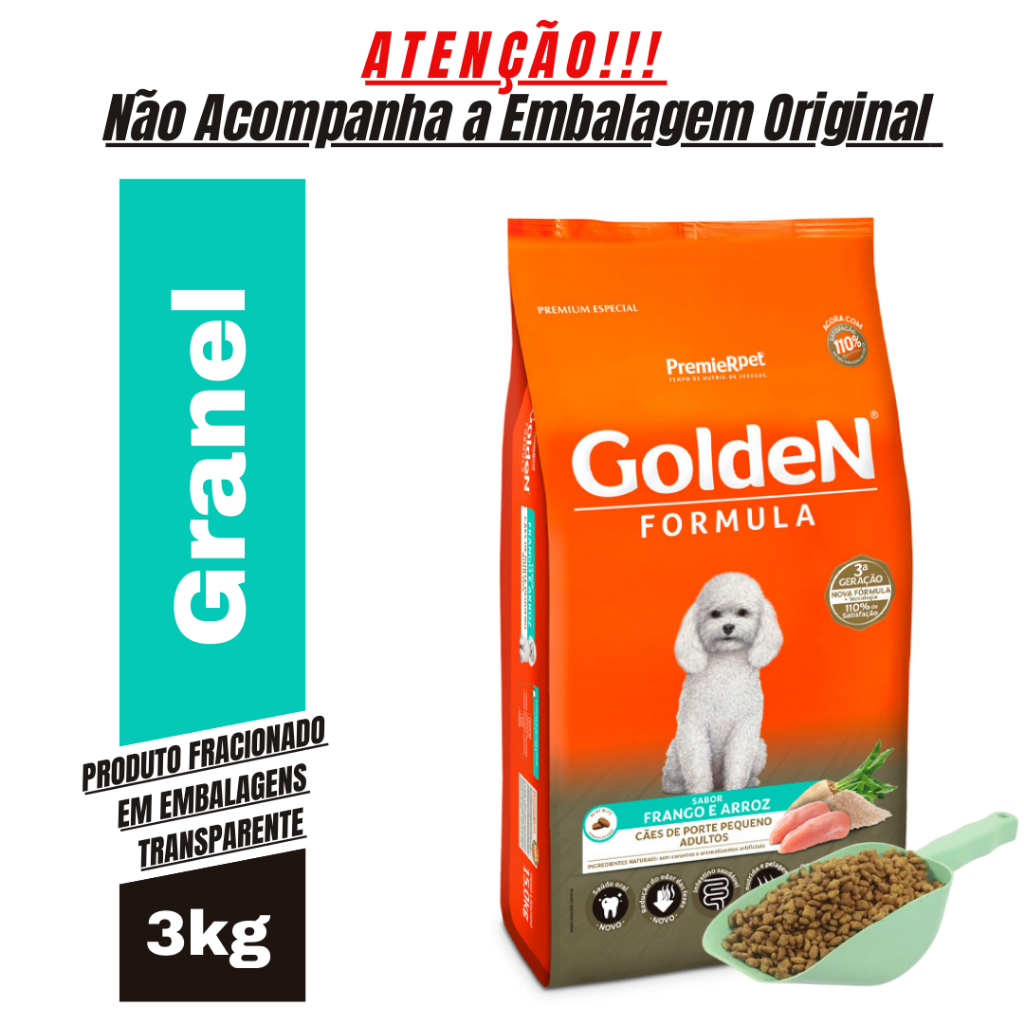 Ração Cachorro PremieR Pet Golden Raças Pequenas Sabor Frango 3Kg a Granel Ração Cachorro — R$ 36,99 em Shopee, 25% OFF