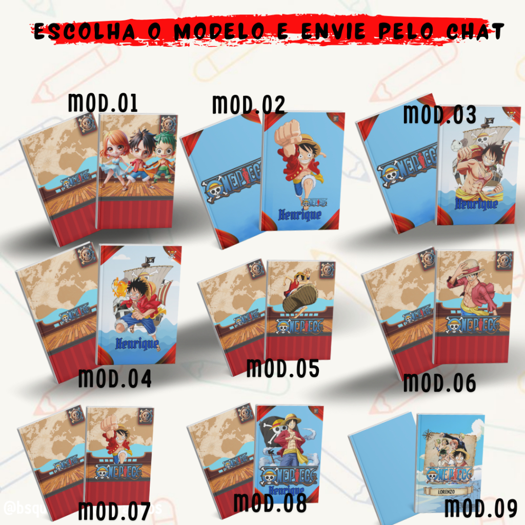 Capa para caderno One Piece Laminadas! Adesivos para Caderno One Piece Laminadas / Capa Frente e Verso