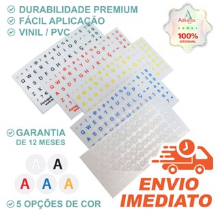 Adesivos Redondos Etiquetas ABNT/ABNT2/Inglês para Teclado Iluminação, fundo transparente em Oferta na Shopee