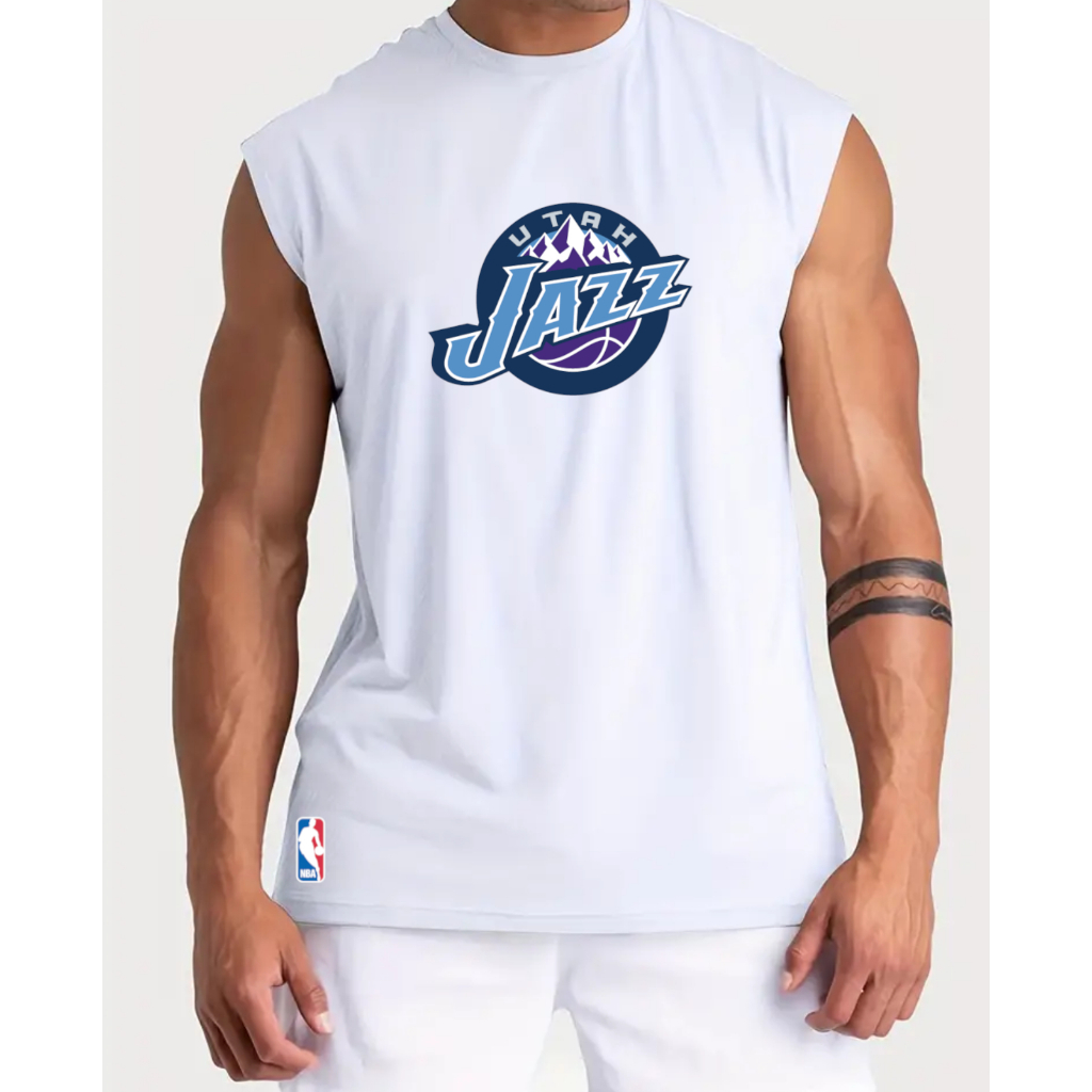 Camiseta Regata Machão Oversized Utah Jazz NBA Modelo Grande Academia Basquete Treino Versátil