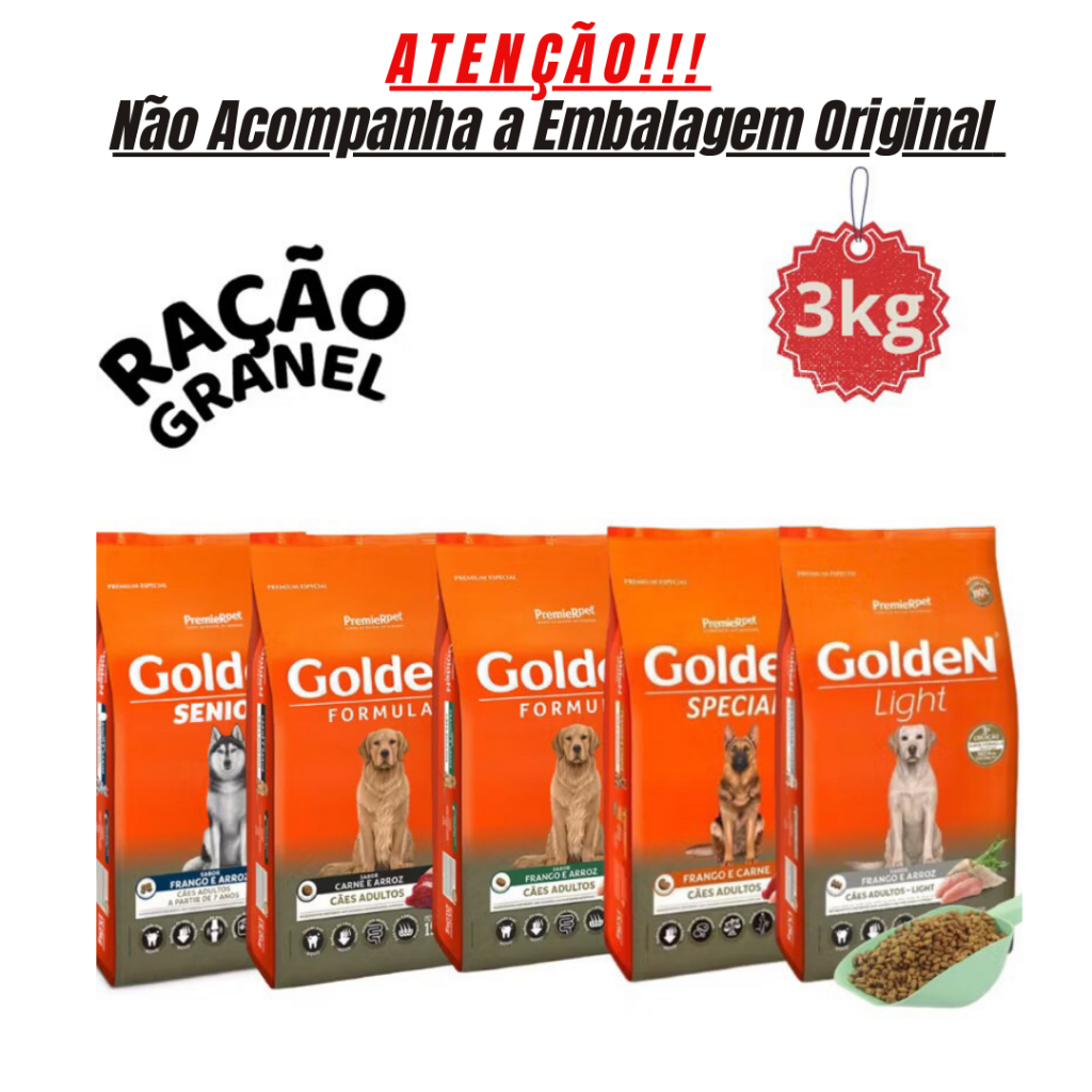 Ração Para Cachorro Premier Pet Golden Cães 3kg - Ração Cachorro Adulto Raças Médias e Grande