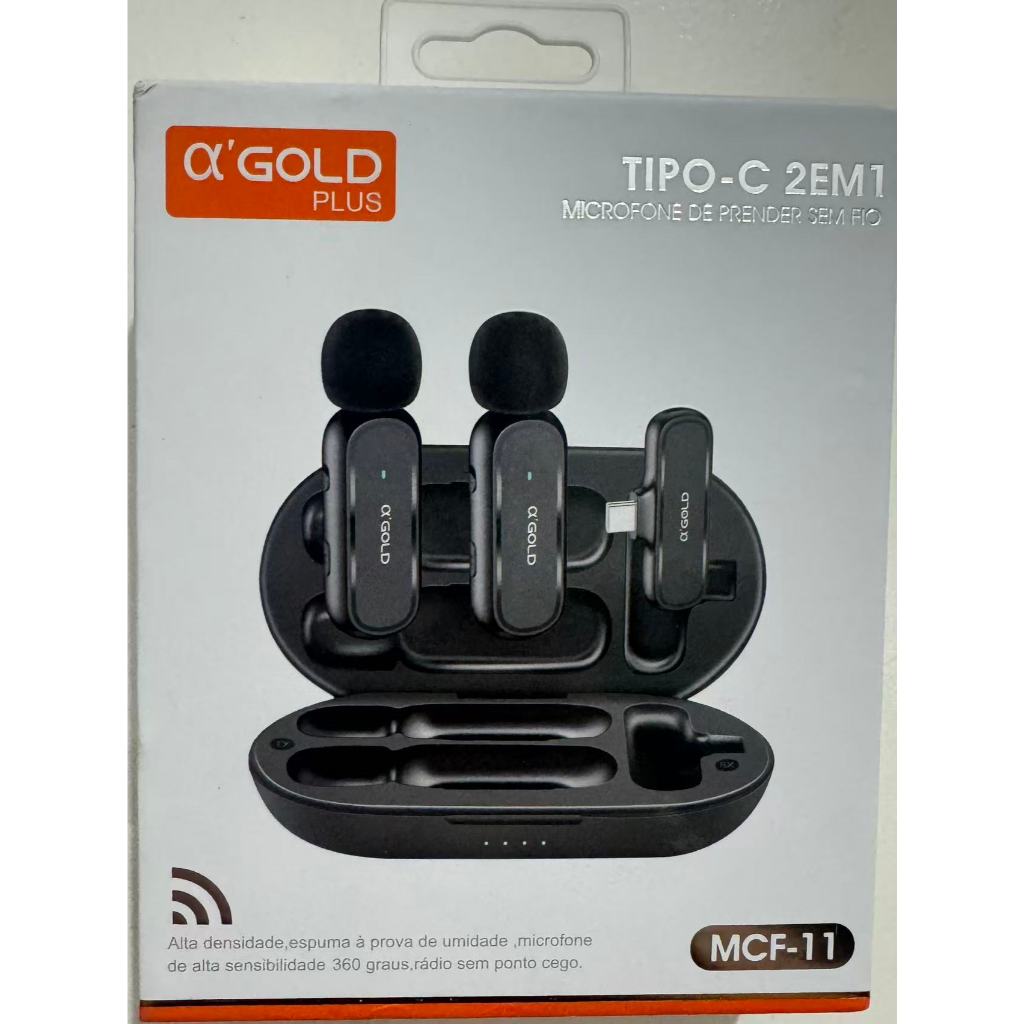 Microfone De Lapela Duplo H´maston Tipo C Cor Preto Mk08