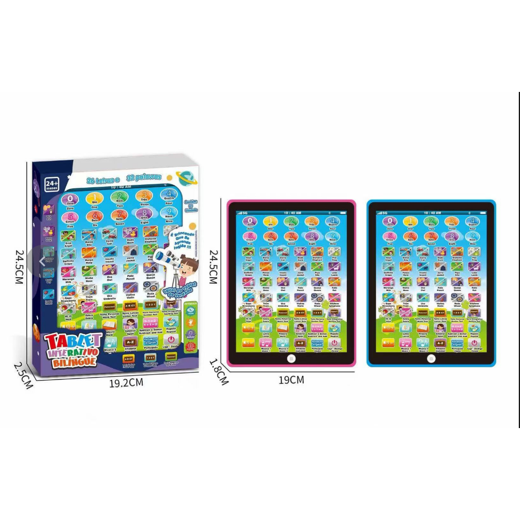 Tablet Brinquedo Didático Educativo Infantil Crianças Inglês/Português 54 Funções
