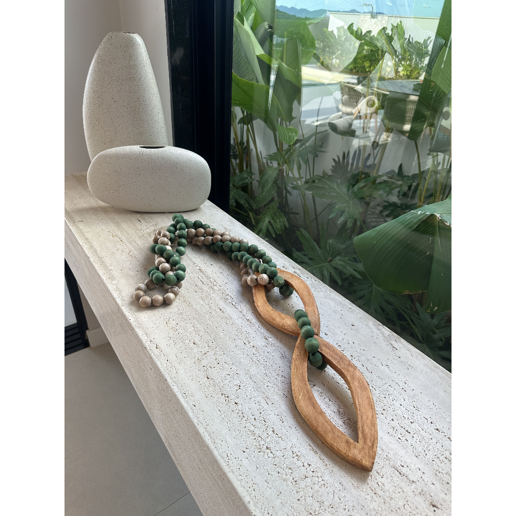 Colar De Mesa Decorativo Grande Em Madeira Modelo Pingente em Oferta na Shopee