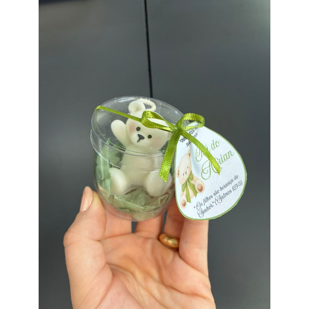 Lembrancinha Premium Ursinho no Tubo de Acetato + Tag Personalizada | Chá de Bebê • Maternidade • Batizado