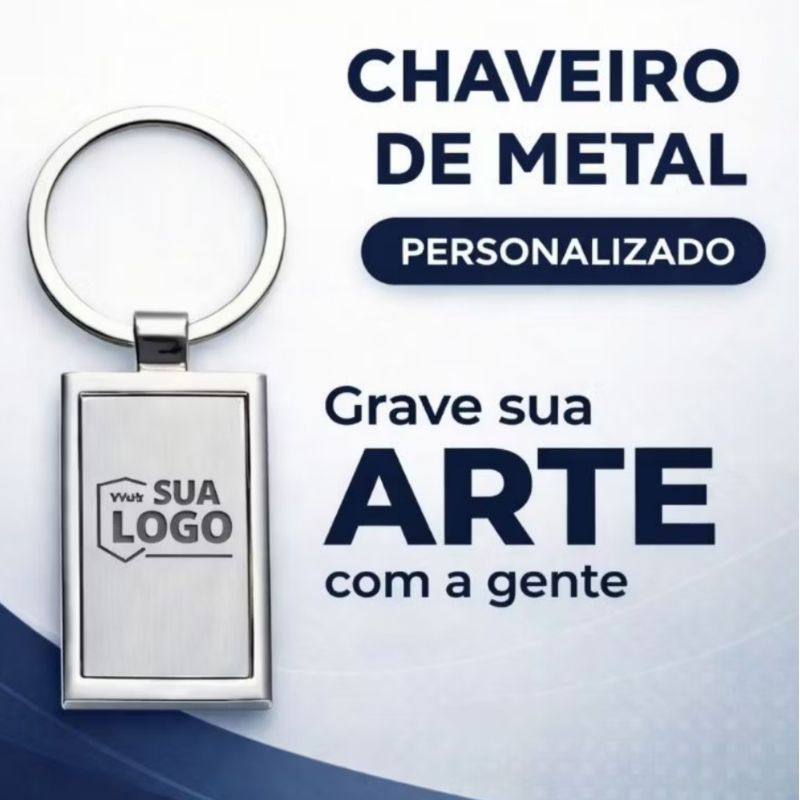 Kit Chaveiro Personalizado Gravação Laser Sua Logo ou Arte Inox