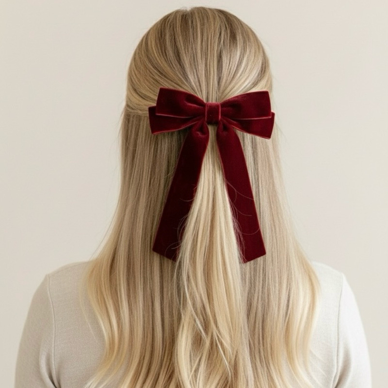 Laço de Cabelo em Fita de Veludo com Pontas, Adulto ou Infantil