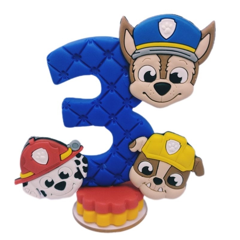 Vela de aniversário/Patrulha canina/Biscuit/Topo de bolo/Decoração infantil em Oferta na Shopee