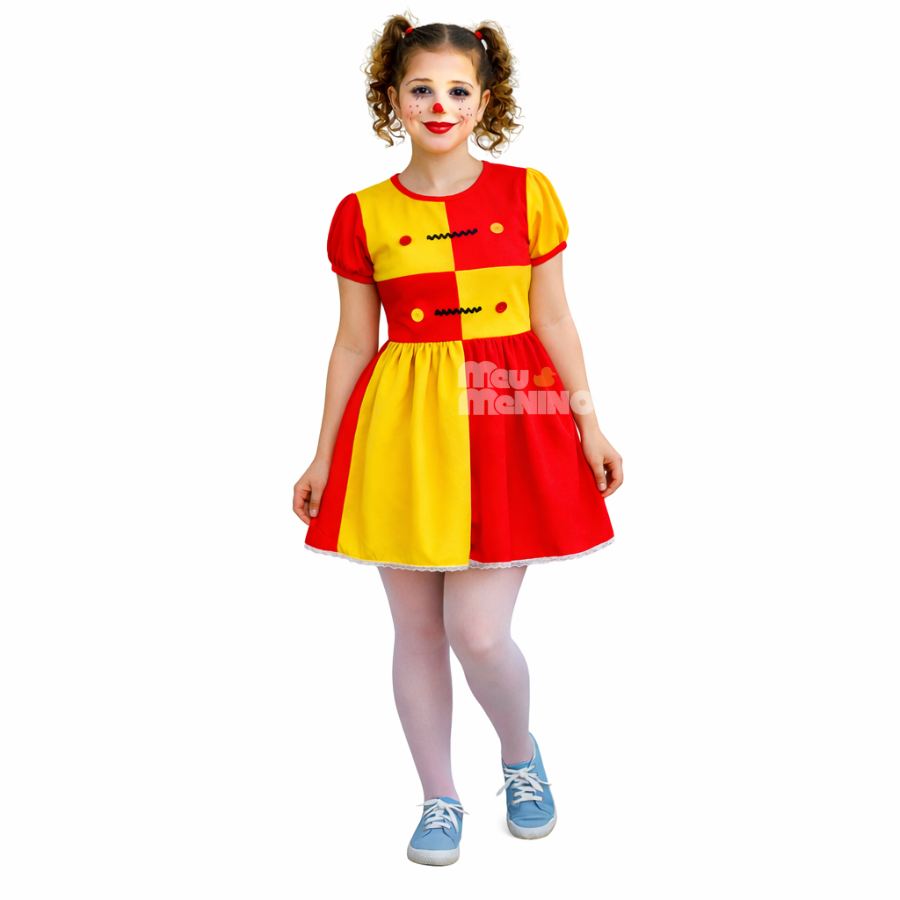 Fantasia Adulto Emília Feminina Vestido Boneca Vermelho e Amarelo Carnaval Dança em Oferta na Shopee