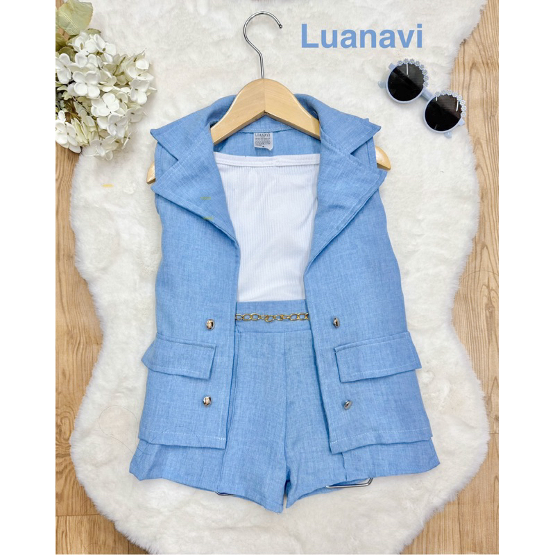 conjunto alfaiataria menina moda infantil short e colete moda blogueirinha 2-12 ANOS INFANTIL E JUVENIL em Oferta na Shopee