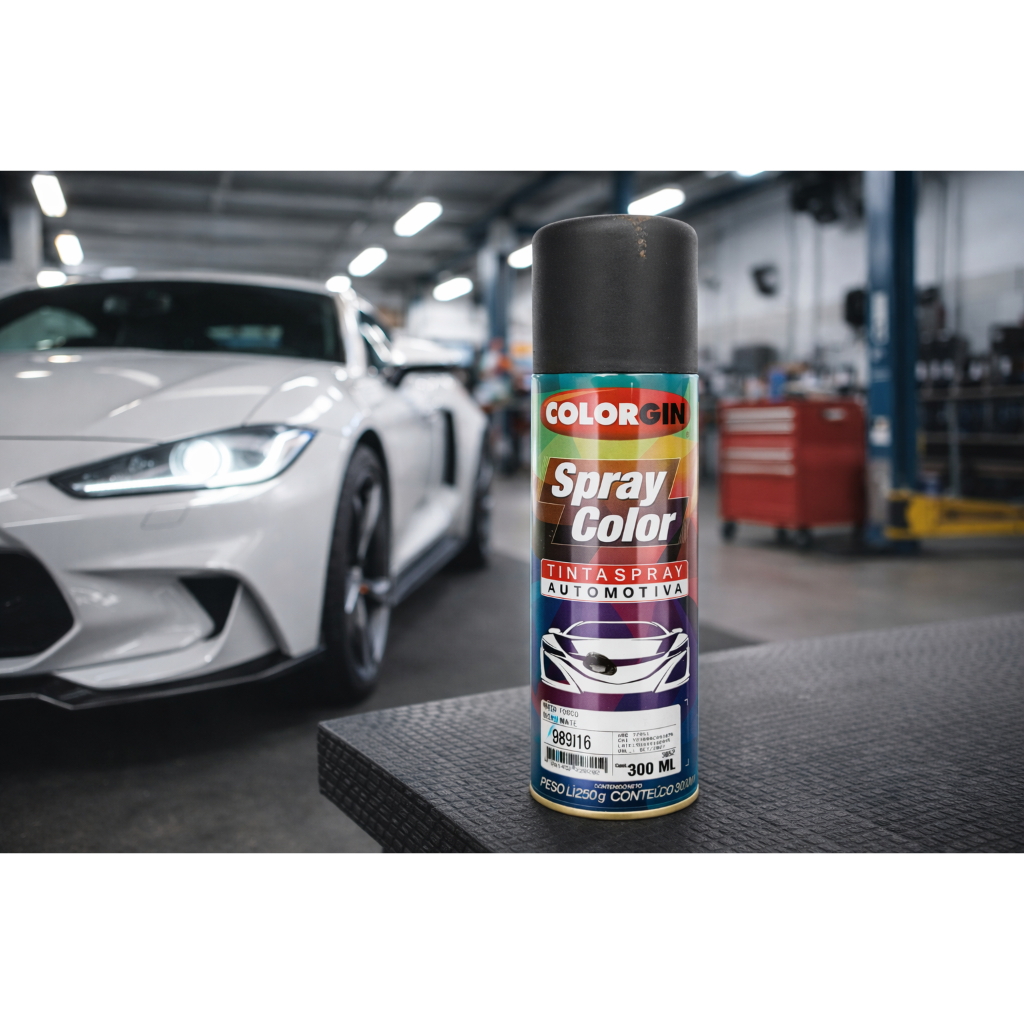 Tinta Spray Automotiva Preto Fosco 910 Colorgin – 300ml em Oferta na Shopee