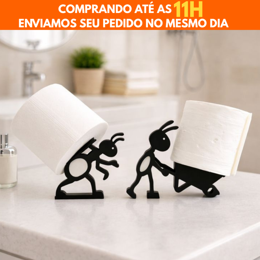 Suporte Para Papel Higiênico Decorativo Formigas Formiguinhas Trabalhadoras