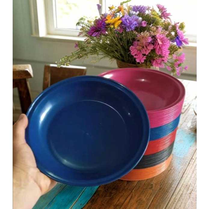 Prato Fundo Escolar 600ml, Mix Cor; Kit 4,8,12,16 ou 24 Un.(Plástico). Escola/Almoço/Jantar/Criança.