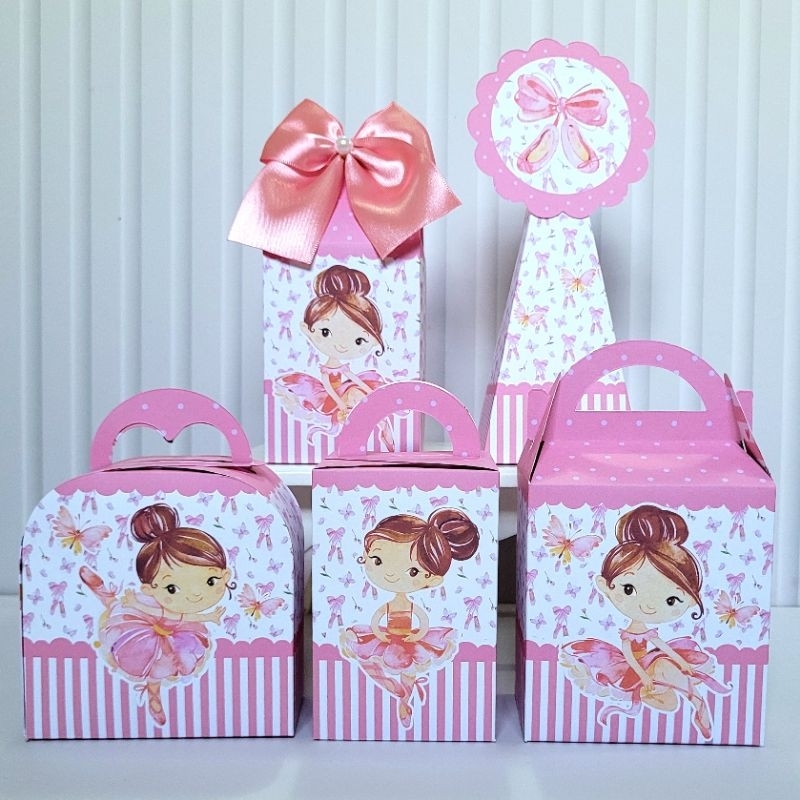 Personalizados Bailarina Rosa Caixinha Lembrancinha Kit Festa Aniversário Menina 1 ano Decoração Luxo