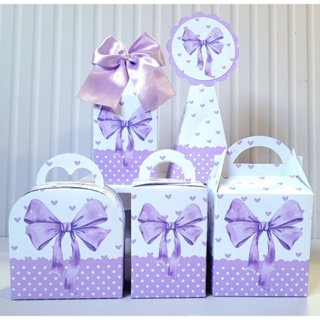 Personalizados Laço Lilás Caixinha Lembrancinha Kit Festa Aniversário Lacinho Roxo Branco Luxo em Oferta na Shopee