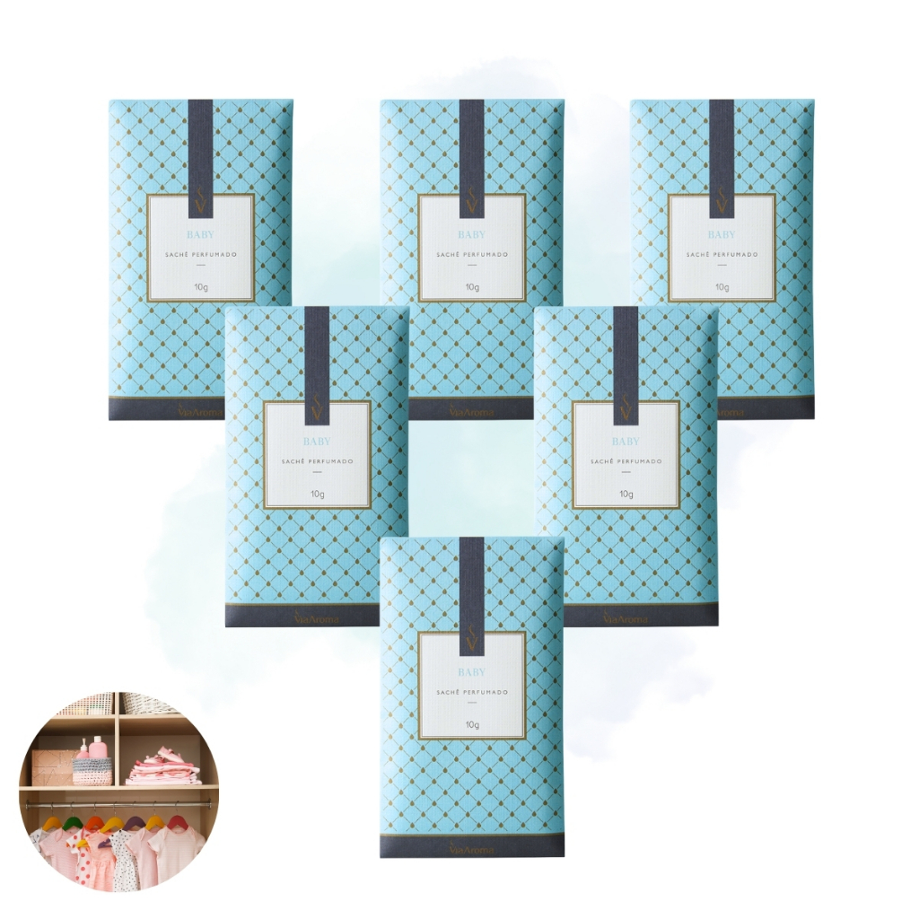 Kit 3/4/5/6 Sache Perfumado Via Aroma Baby Cheirinho para Guarda Roupa Cheirinho para Casa