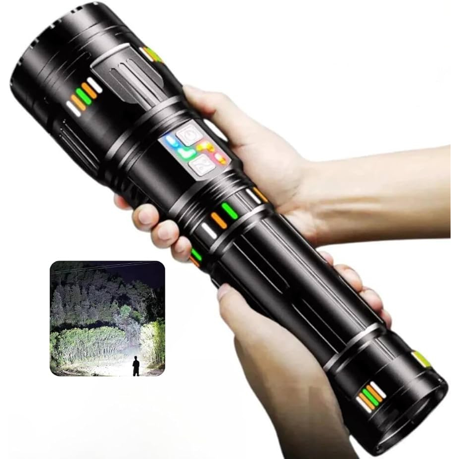 Lanterna Tática LED Laser Titanium Canhão de Luz Mais Potente Com 8 Pilhas Recarregal