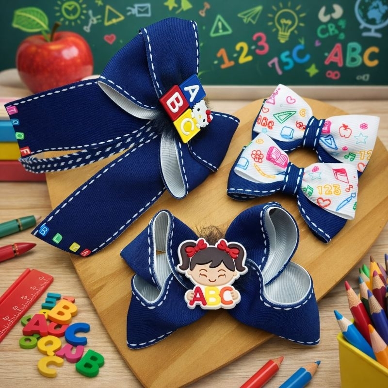 Kit de Laços Infantil Escolar Volta às aulas/ ABC em Oferta na Shopee