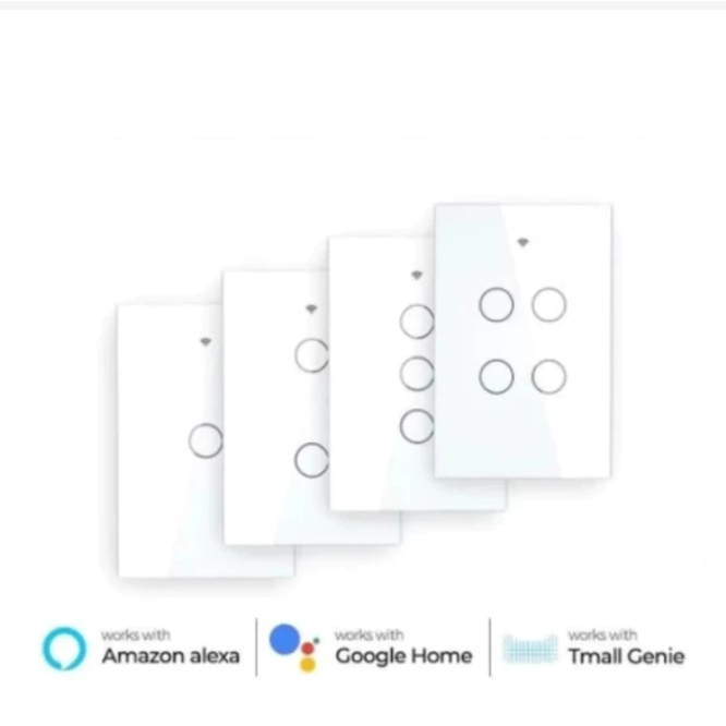 Interruptor Inteligente WiFi Touch 1/2/3/4 Botões Compatível com VOZ Alexa e Google Assistant Interruptor Inteligente WiFi Touch 1/2/3/4 Botões Compatível com VOZ Alexa e Google Assistant